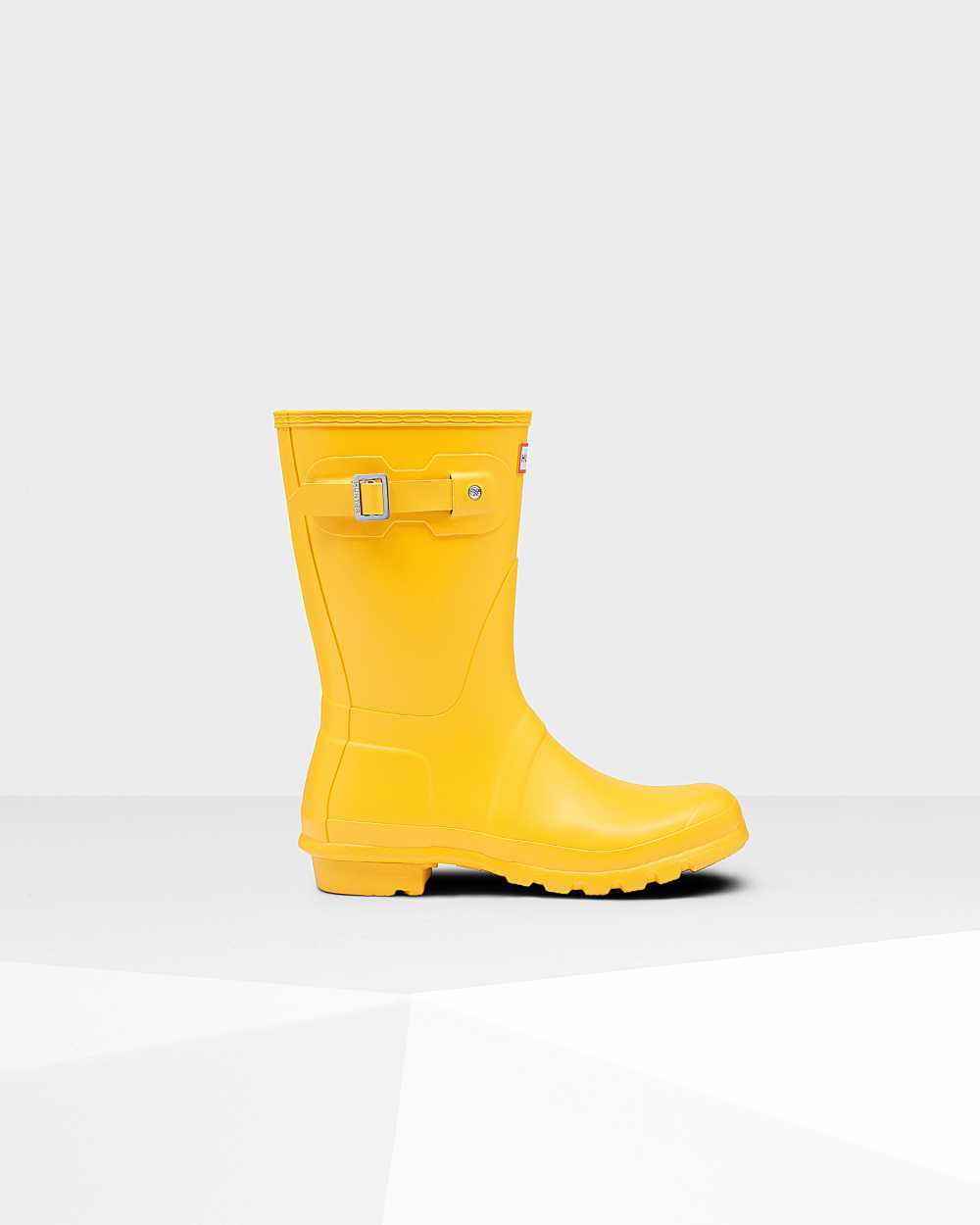 Womens Hunter Original Short Mid-Calf Rain Boots Yellow | UOZXAM-891